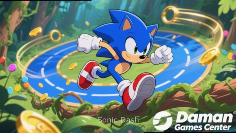Sonic Dash game cover featuring Sonic running at high speed with Sonic Dash watermark