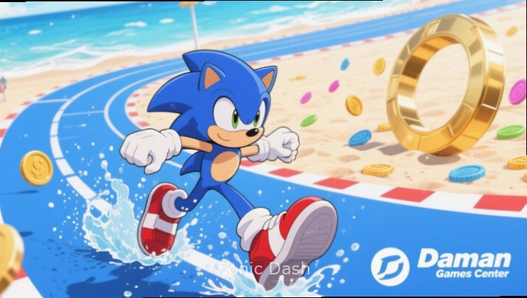 Sonic Dash Obstacle Navigation Sonic navigating through obstacles with precision with Sonic Dash watermark